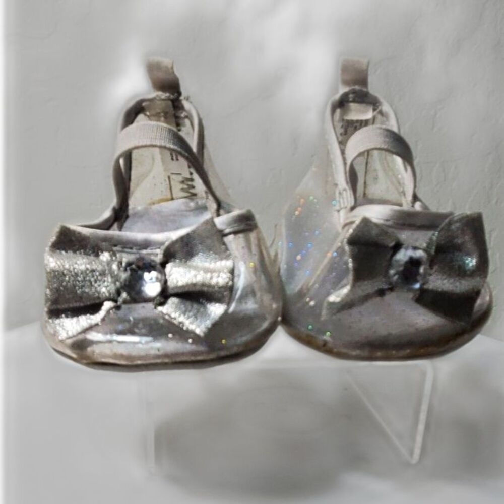 Build A Bear Workshop Silver/Clear Glitter Bow Heels for Baby